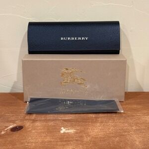 NEW Burberry Black Leather Eyeglass Case Embossed Logo Box Cleaning Cloth ONLY